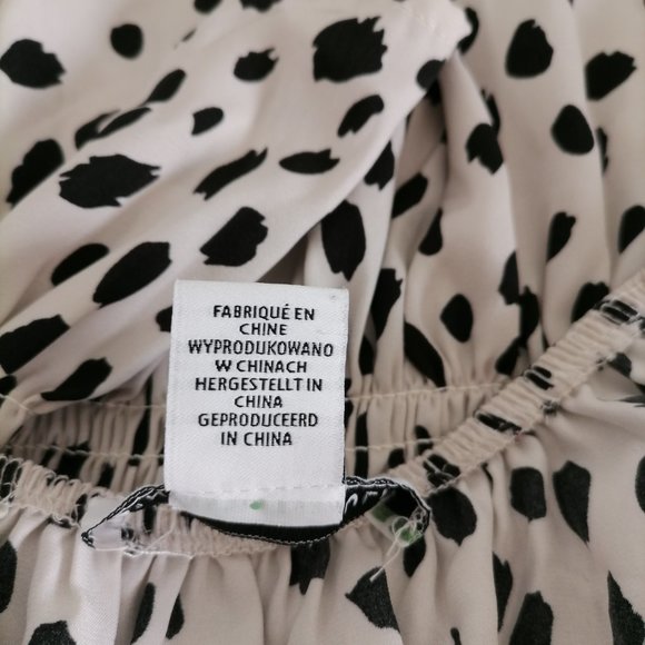 Sincerely Jules Womens White Black Balloon Sleeve Smocked Spotted  Blouse Size M - Picture 6 of 7